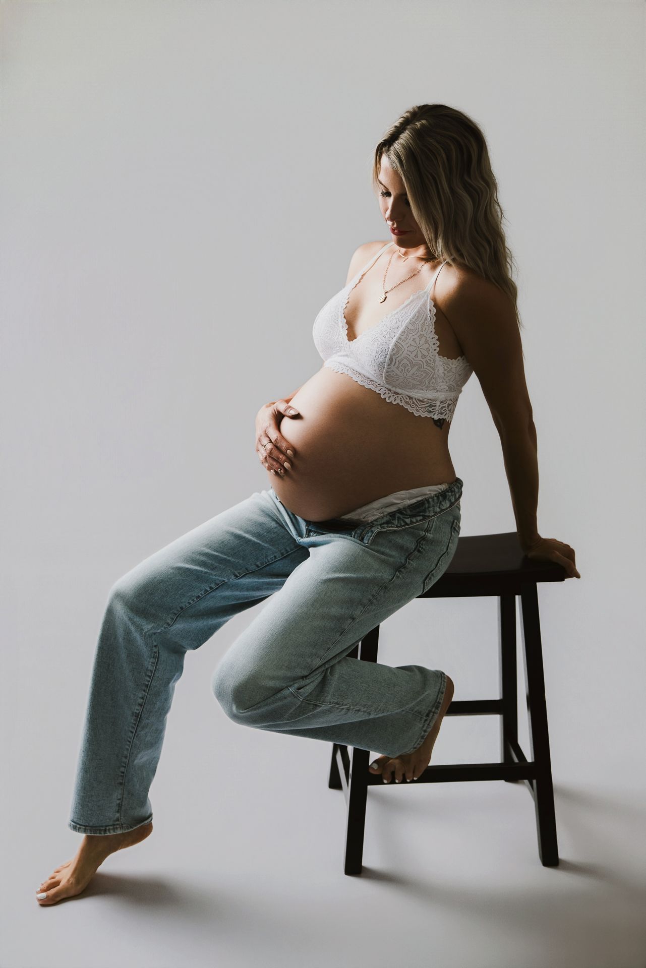 Studio maternity portrait of expecting mother in Bonsall CA photographed by North County San Diego maternity photographer