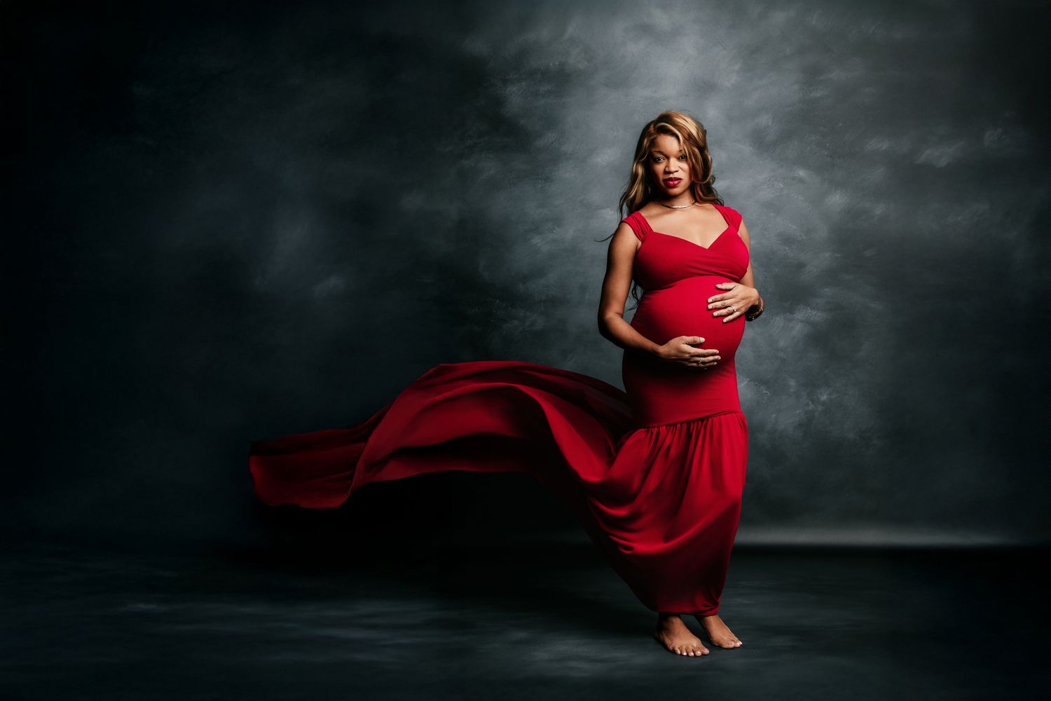 Elegant maternity photography in Bonsall CA studio capturing motherhood during pregnancy by portrait photographer