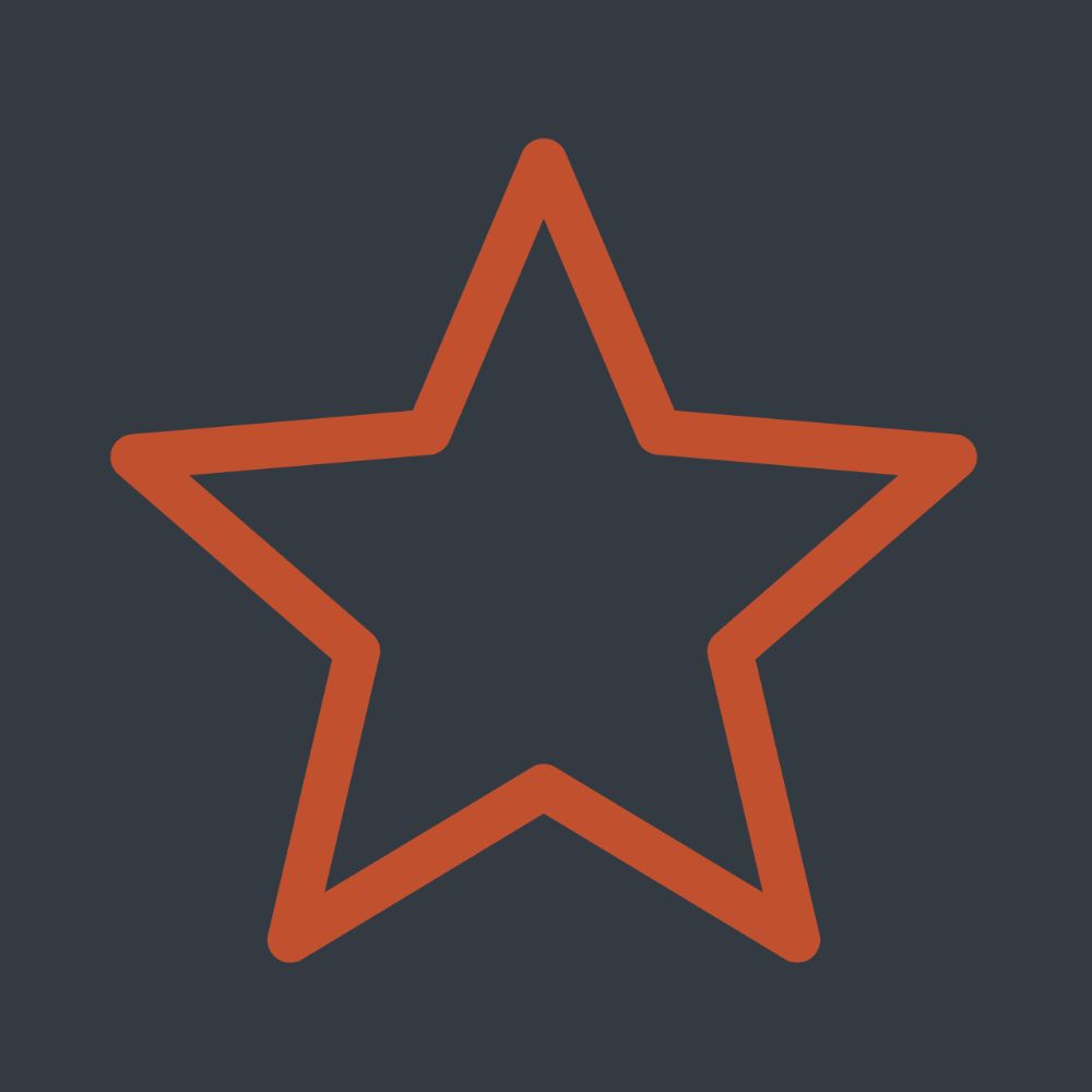 Orange outlined five-pointed star icon centered on a dark charcoal gray background.