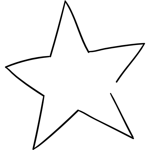 A simple black outline of a five-pointed star with rounded inner corners on a white background.