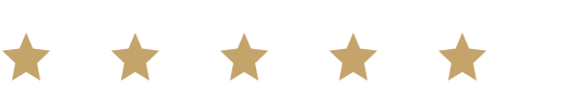 Five golden stars arranged in a horizontal row on a white background representing a five-star rating.