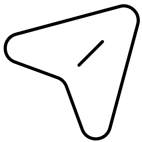 Black outline cursor arrow icon pointing upper right with a diagonal line detail on white background.
