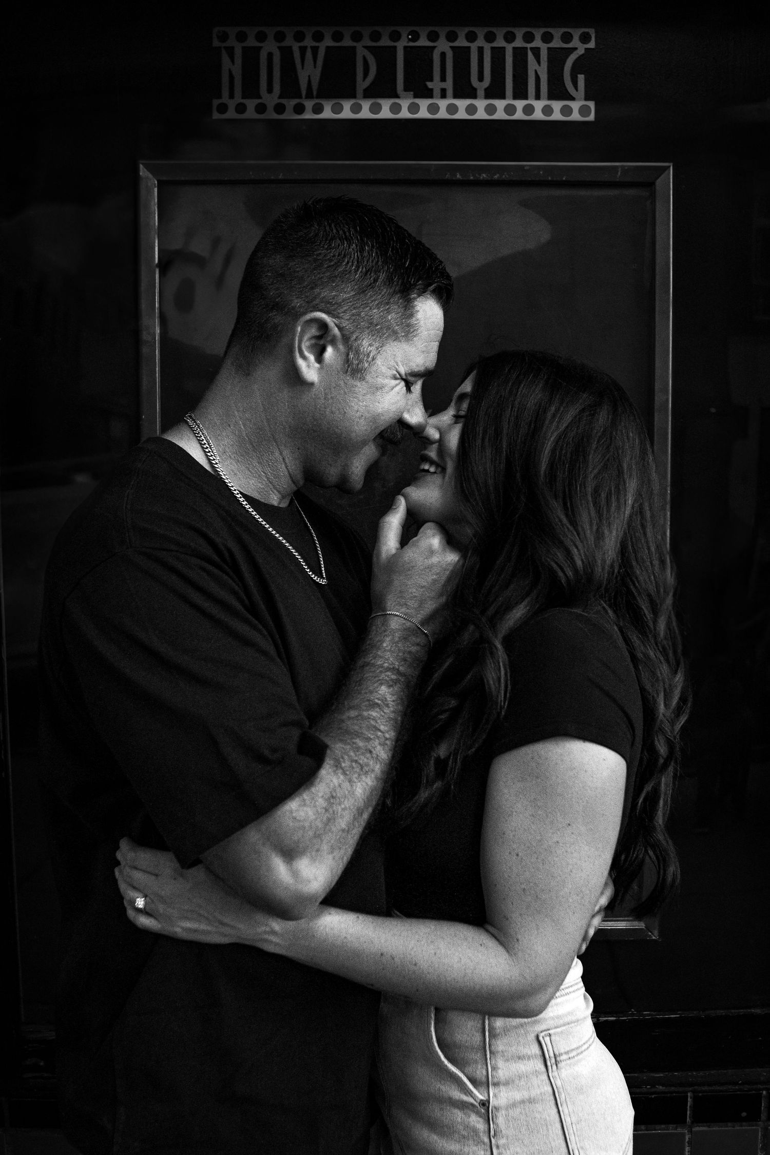 Moody engagement photo session in Logan, Utah. couples photos. up close engagement photo. romantic photo.