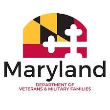 A row of government department logos for Maryland Veterans and Military Families on a white background.