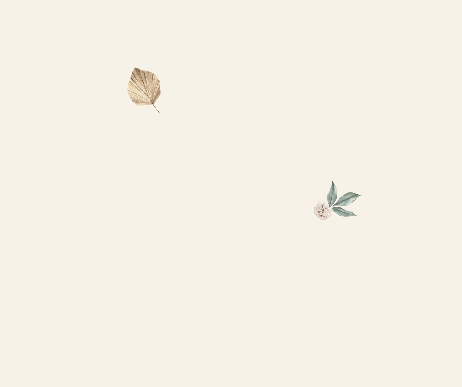 Minimalist illustration of a brown leaf and green hummingbird against a cream background.