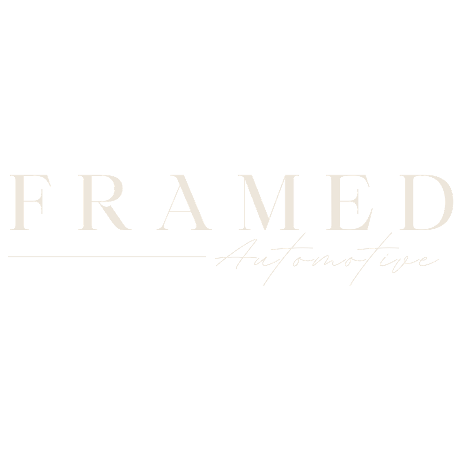 White text spelling 'FRAMED' with a handwritten-style text beneath against a black background.