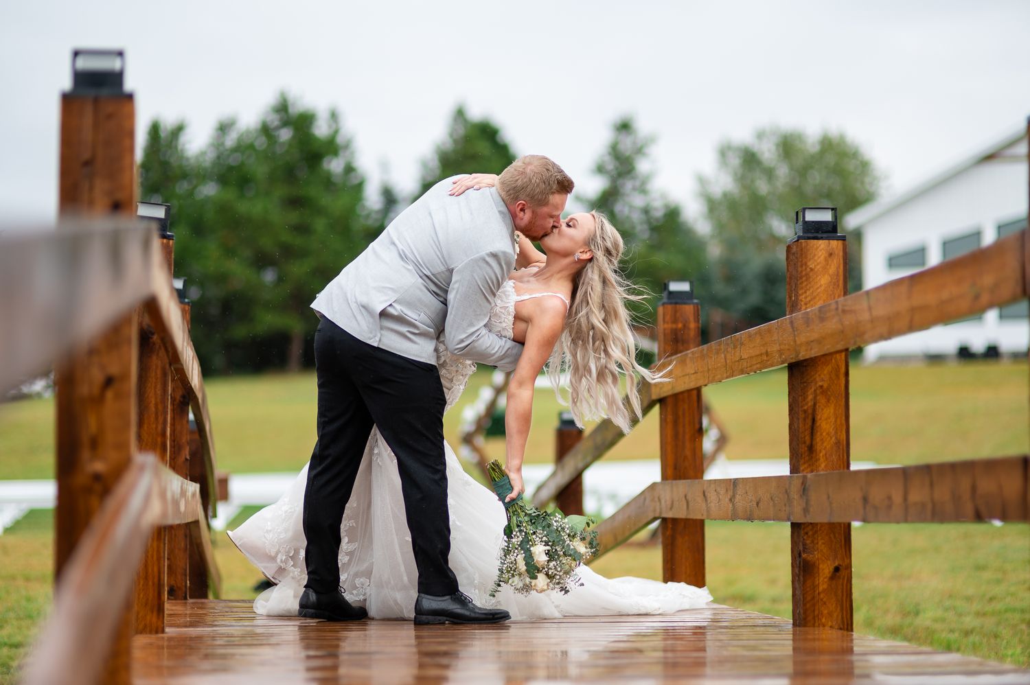 Artistic wedding photography showing feet of people on a wooden deck in multiple staged poses.