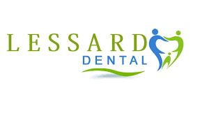 Lessard Dental logo featuring green and blue abstract figures joining together with stylized text.