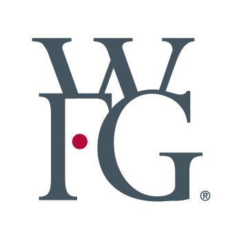 The old-style WFG initials logo in dark gray with a small red dot accent between W and F.