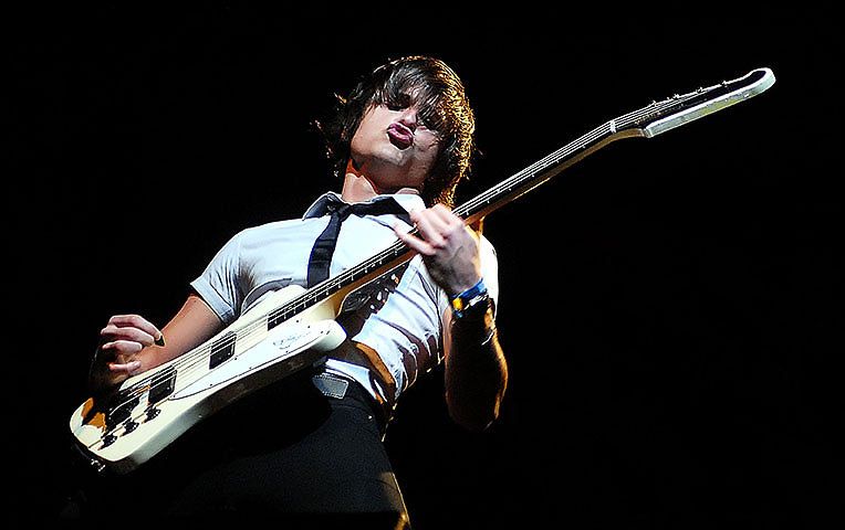 Jared Followill of the Kings of Leon headlining The Glastonbury Festival 2008
