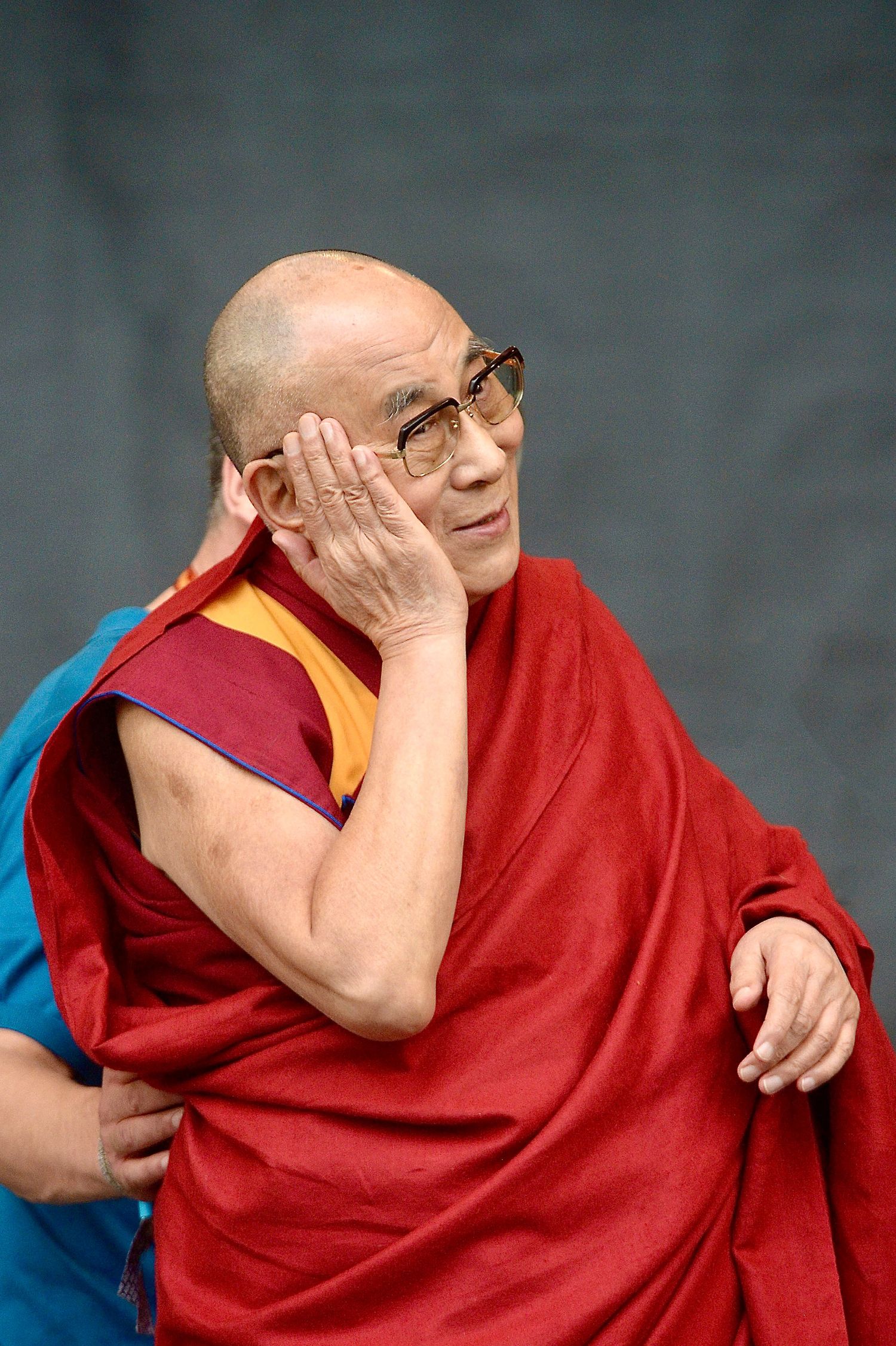 The Dali Lama on stage during Patti Smith slot at the Glastonbury Festival 2015