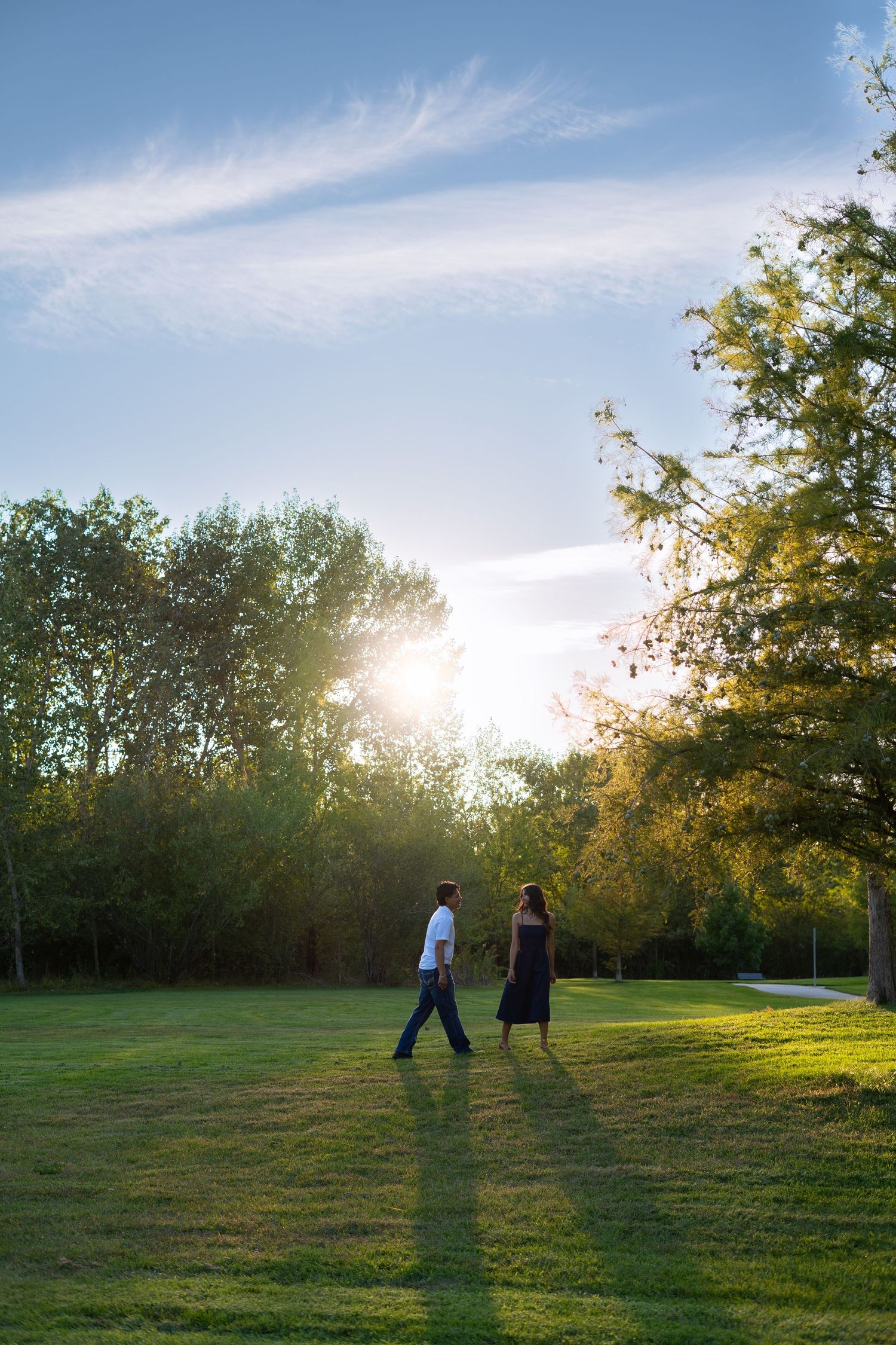Photo of couple in a park in Boise, Idaho.