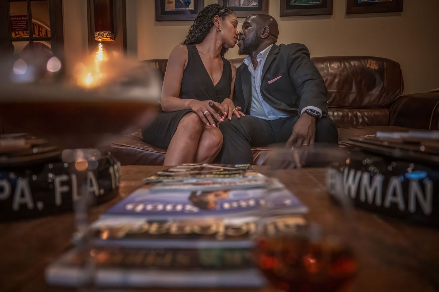 Lifestyle portrait of a couple celebrating together
