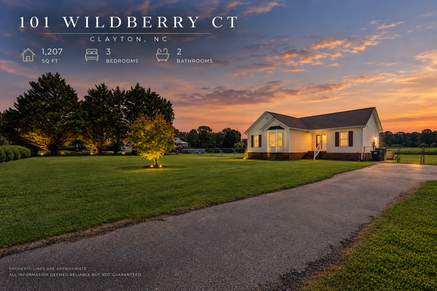 Twilight real estate exterior photograph of a residential property