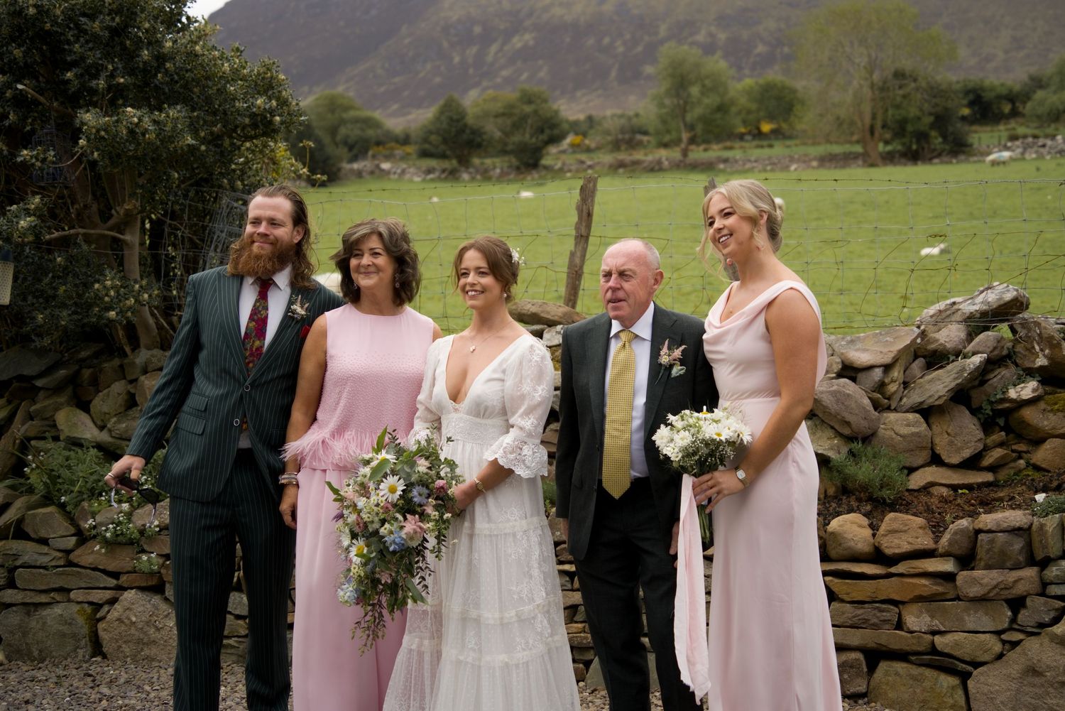 A bride and her family at a scenic rim wedding