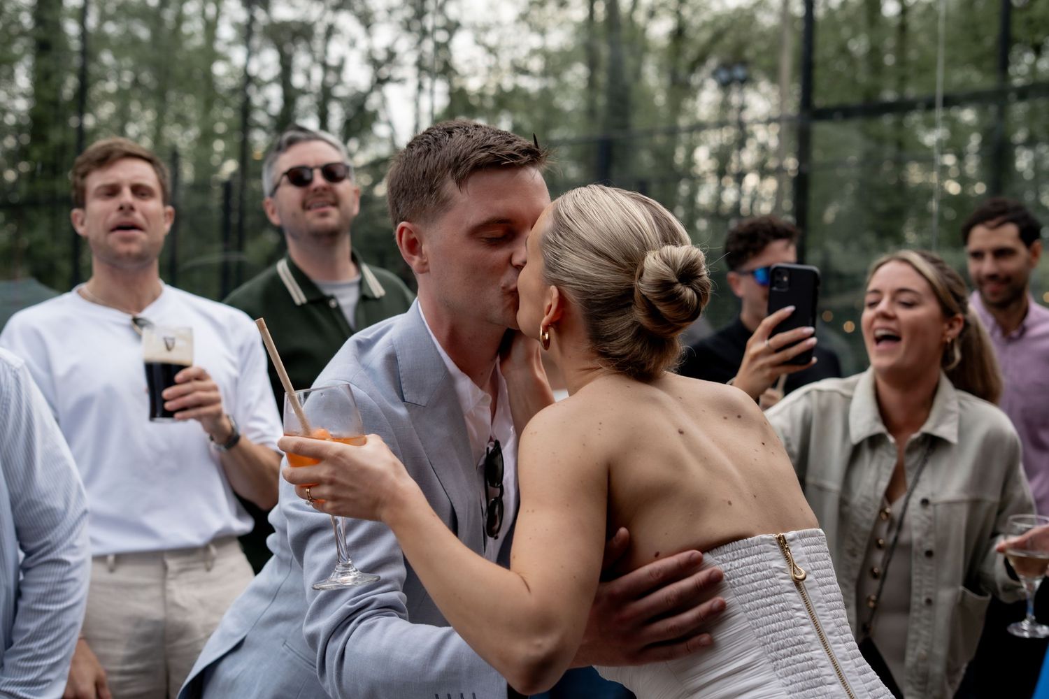 The bride and groom sharing a kiss at a Gold Coast wedding