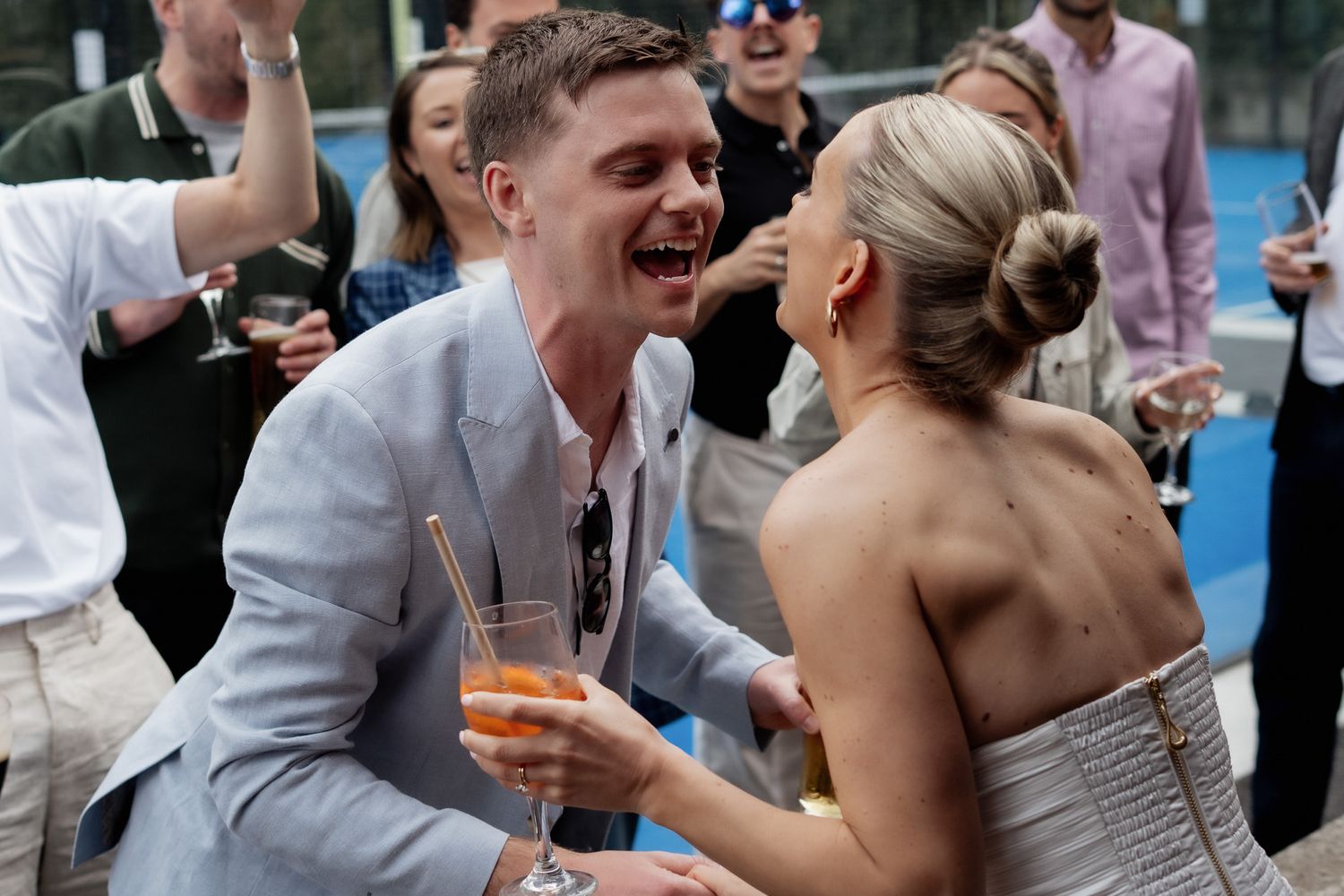 Bride and groom singing to each other at Brisbane wedding