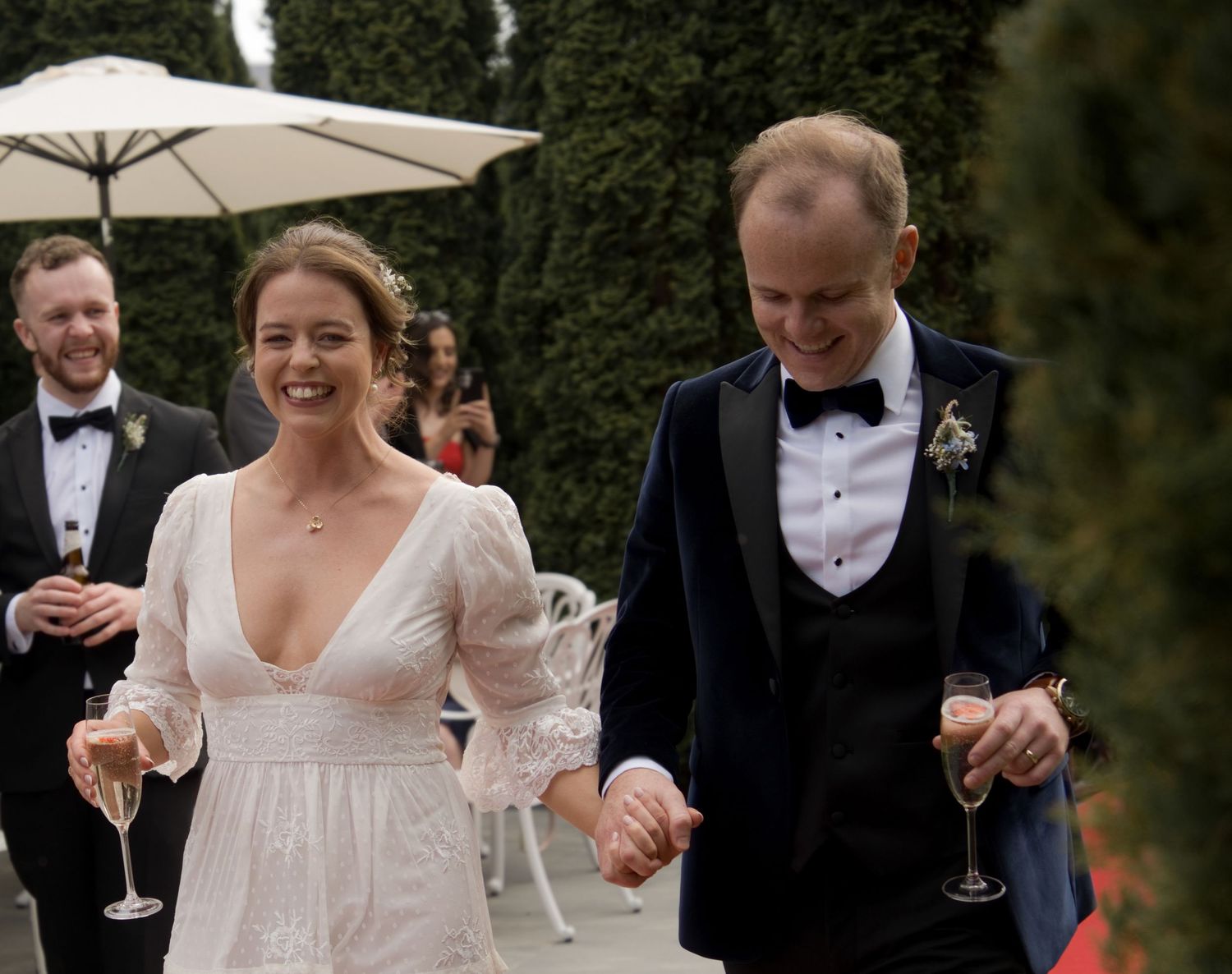 The bride and groom entering the reception of their Gold Coast wedding