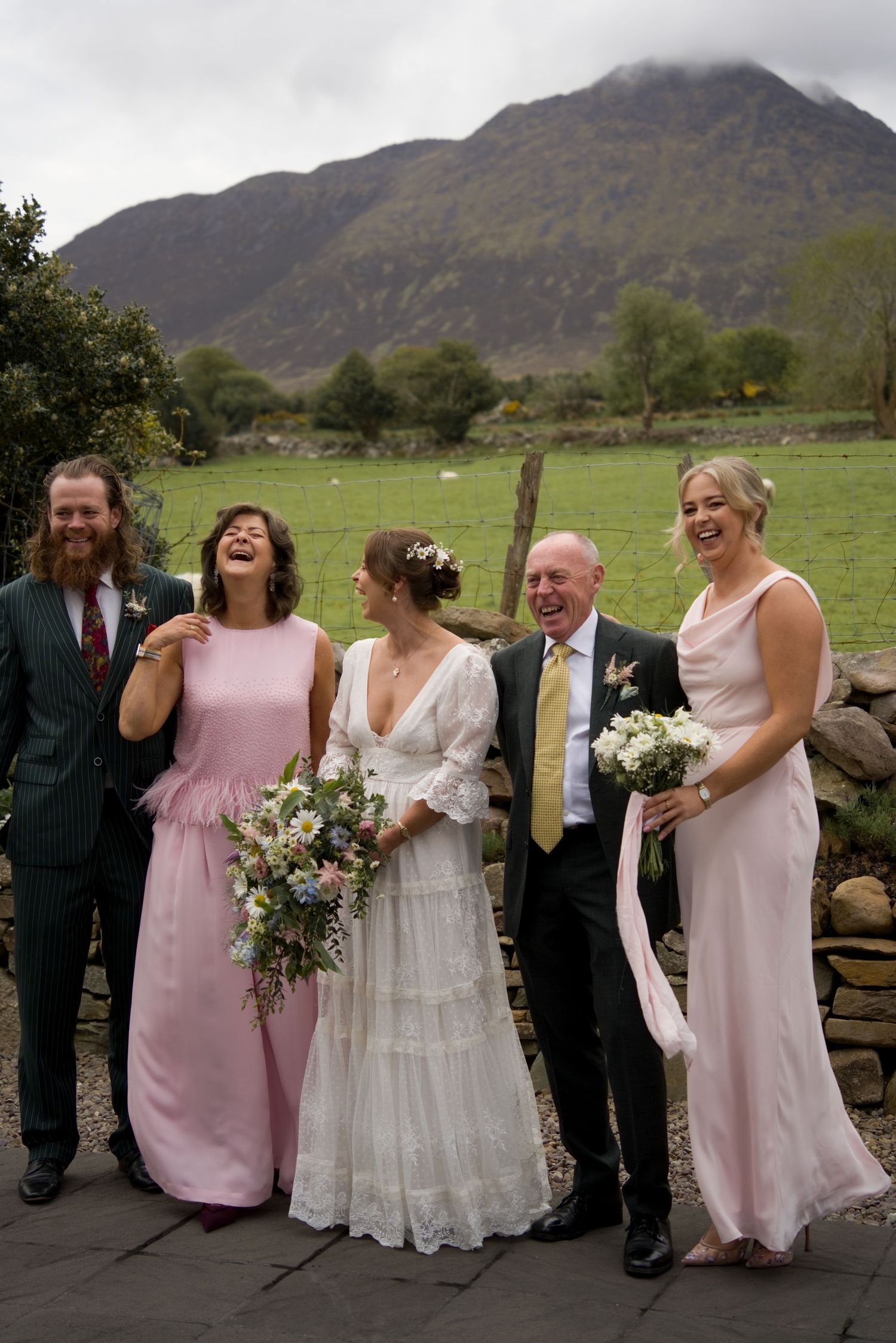 A bride and her family at a scenic rim wedding