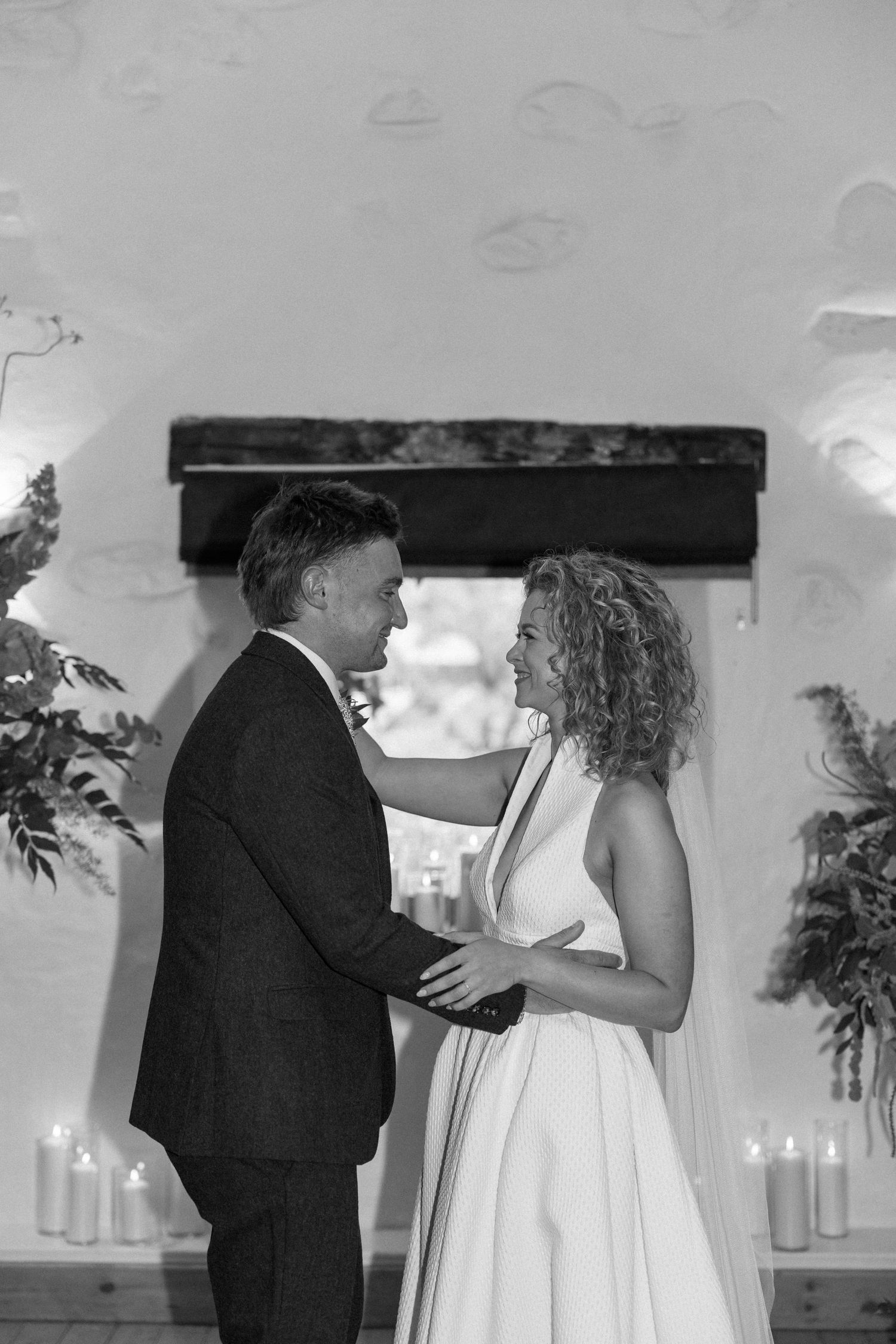 Wedding couple sharing intimate moments during their first dance.