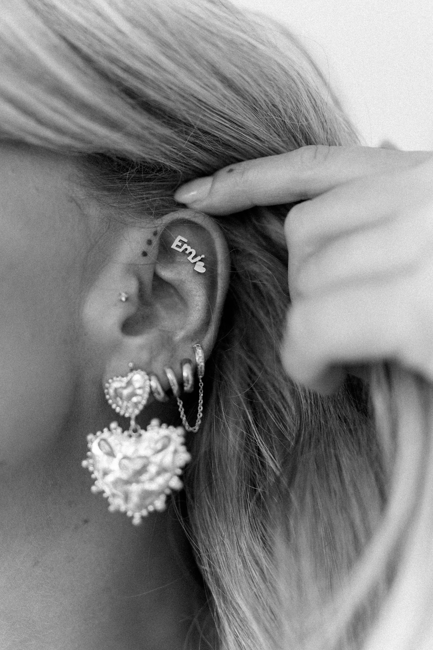 Close-up sequence showing detailed shots of sparkly crystal earrings.