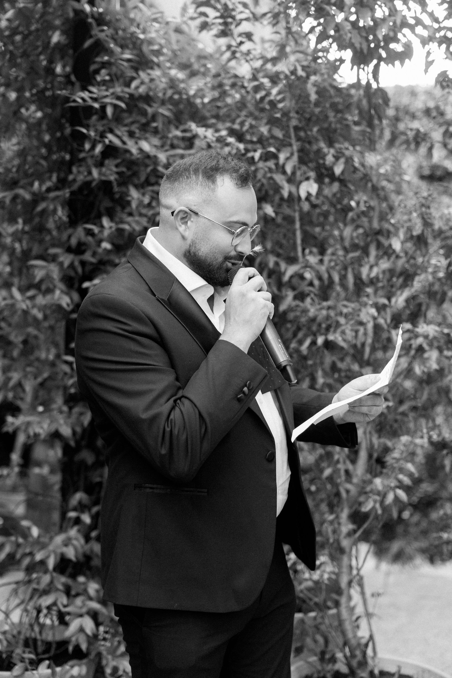 Series of emotional reactions captured in black and white outdoor portraits.