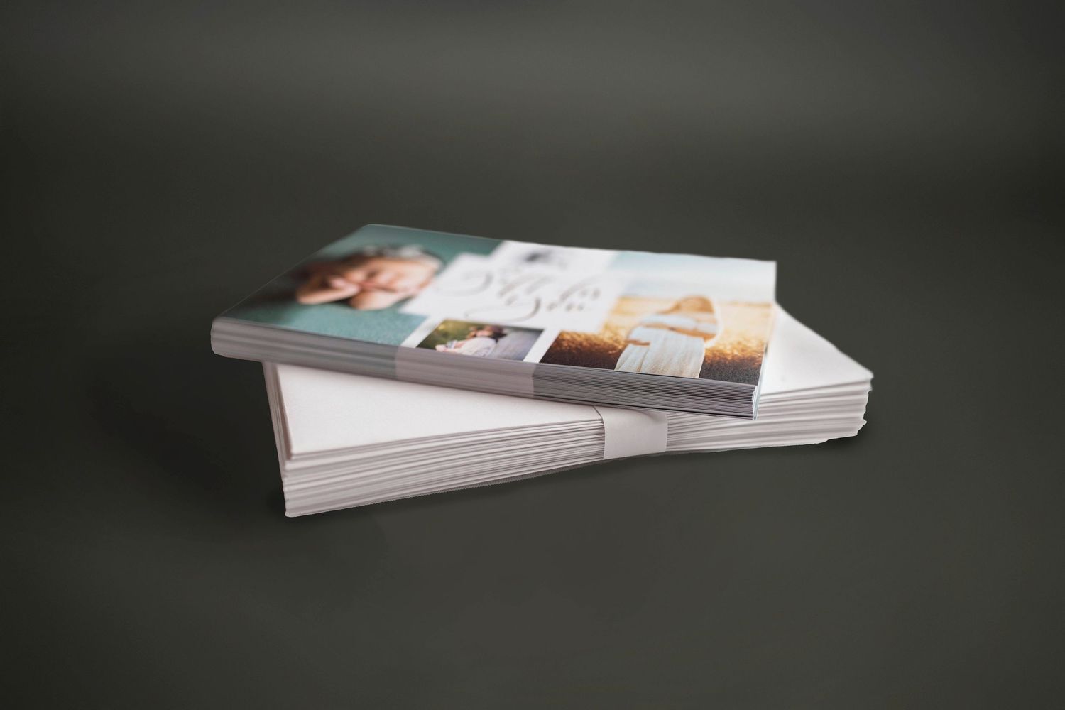 Greeting cards arranged in a cascading layout on a dark surface.