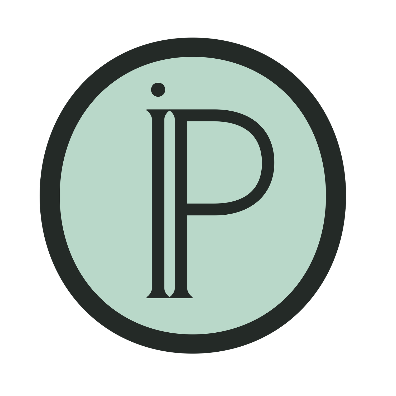 Simple geometric design pattern showing oval shapes with letters in mint green.