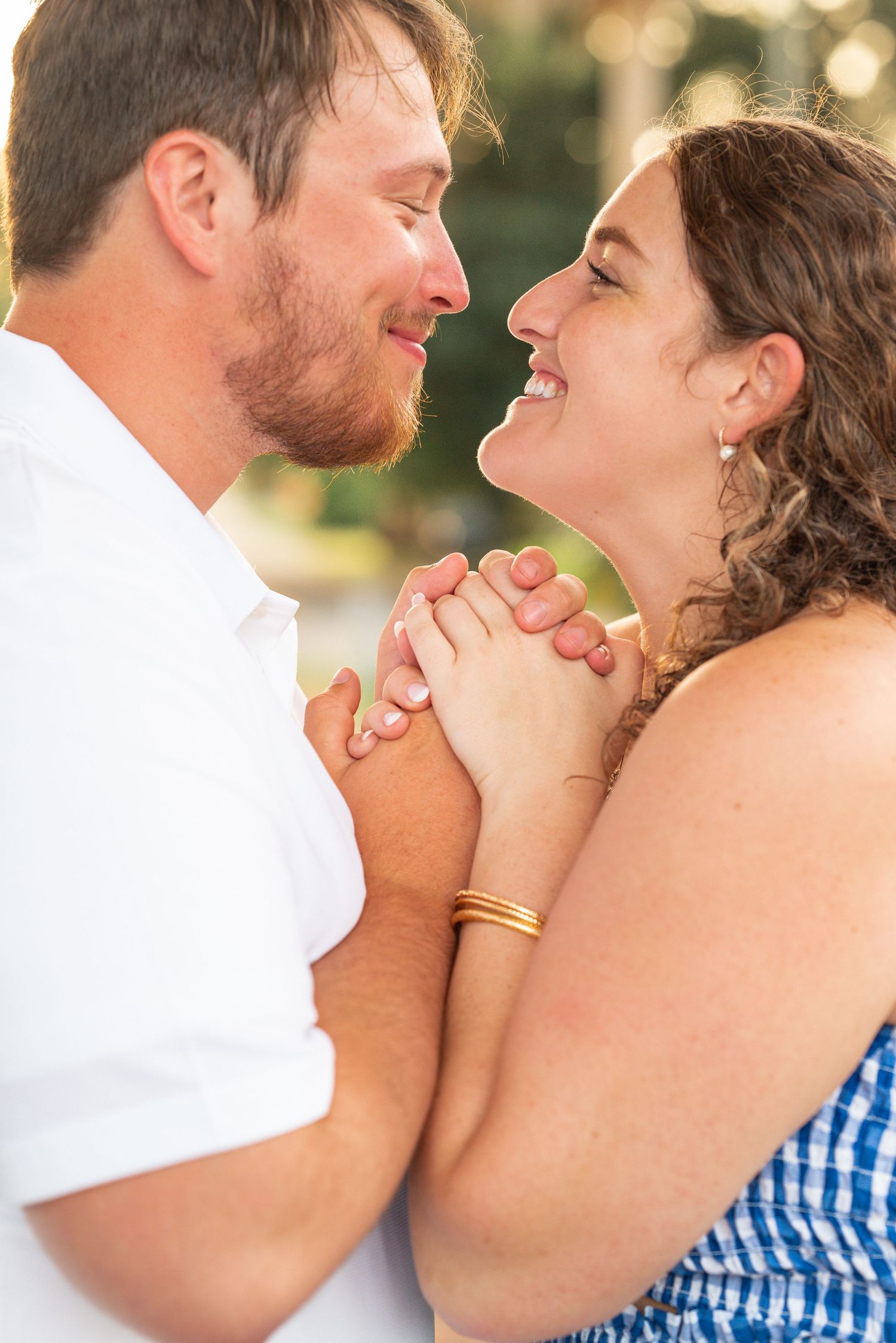 A romantic close-up photo series showing tender moments between a couple.