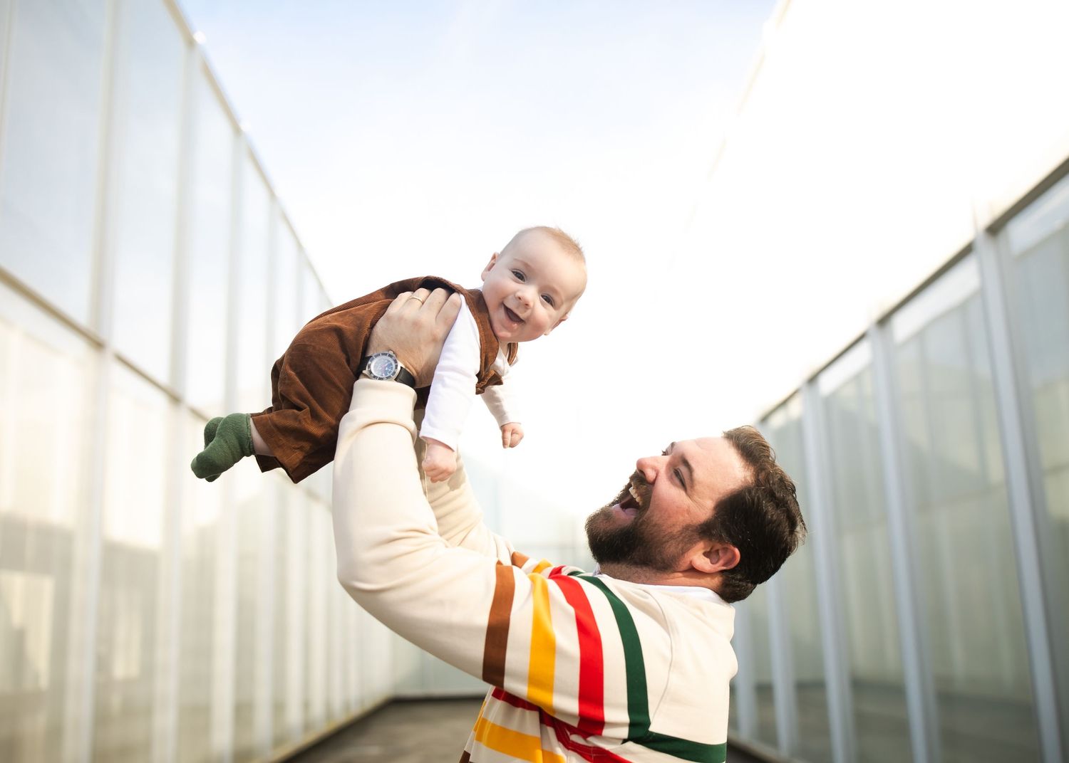 Parent and child play together joyfully at the NCMA.