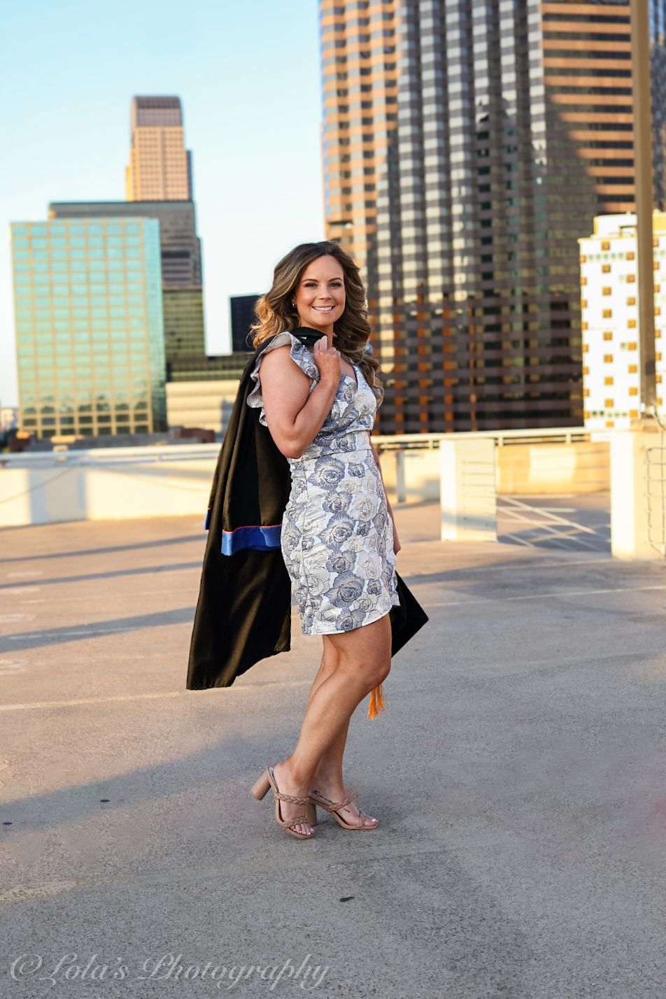 Senior graduation portrait with cap and gown, Perry Posed photography, Dallas–Fort Worth