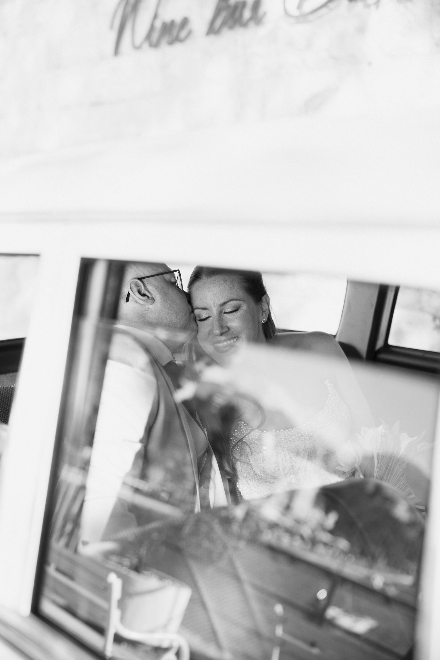 Artistic black and white candid photo series showing couples in various poses.