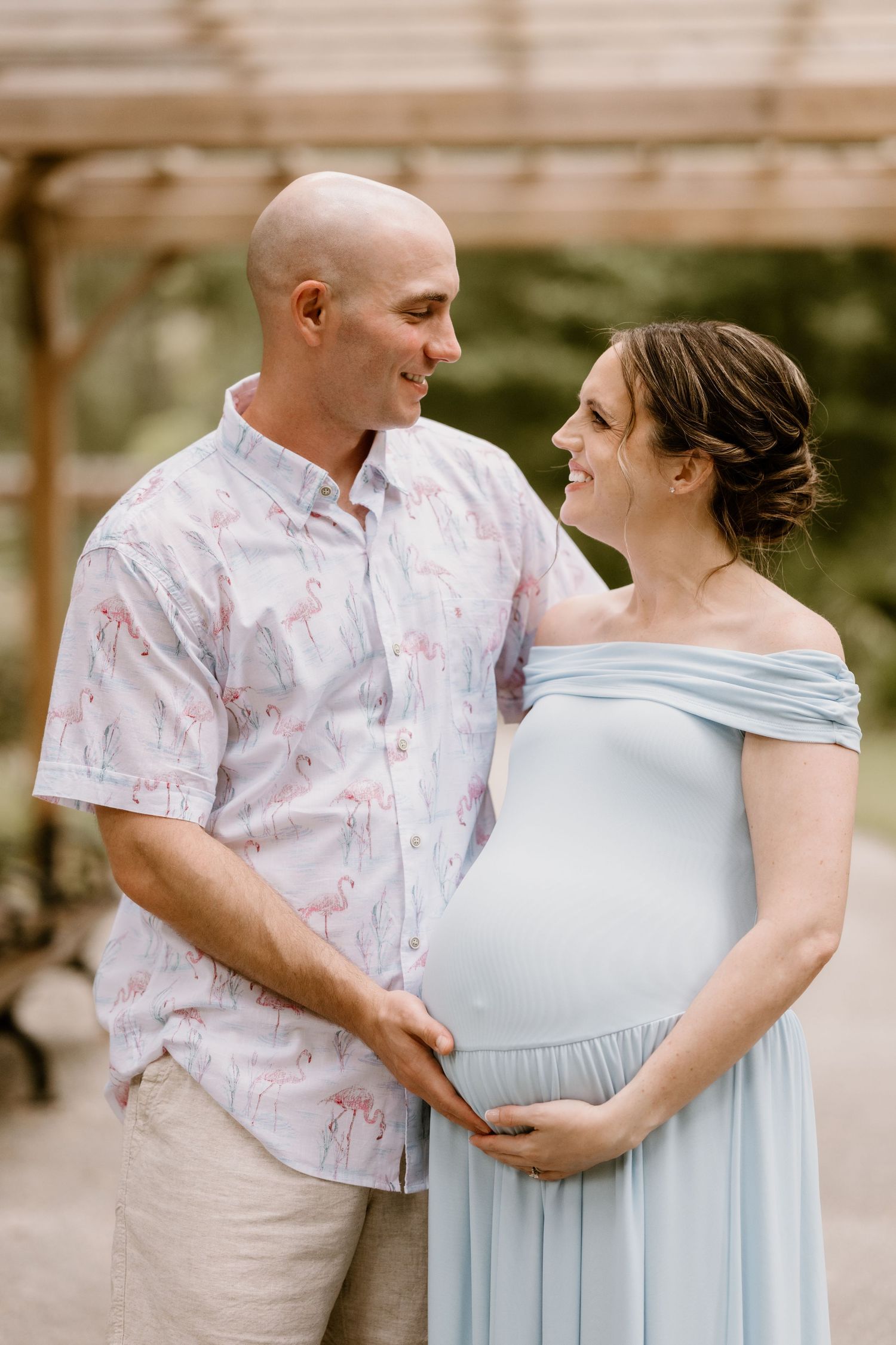 Intimate couple portraits showing tender moments in casual outdoor setting.