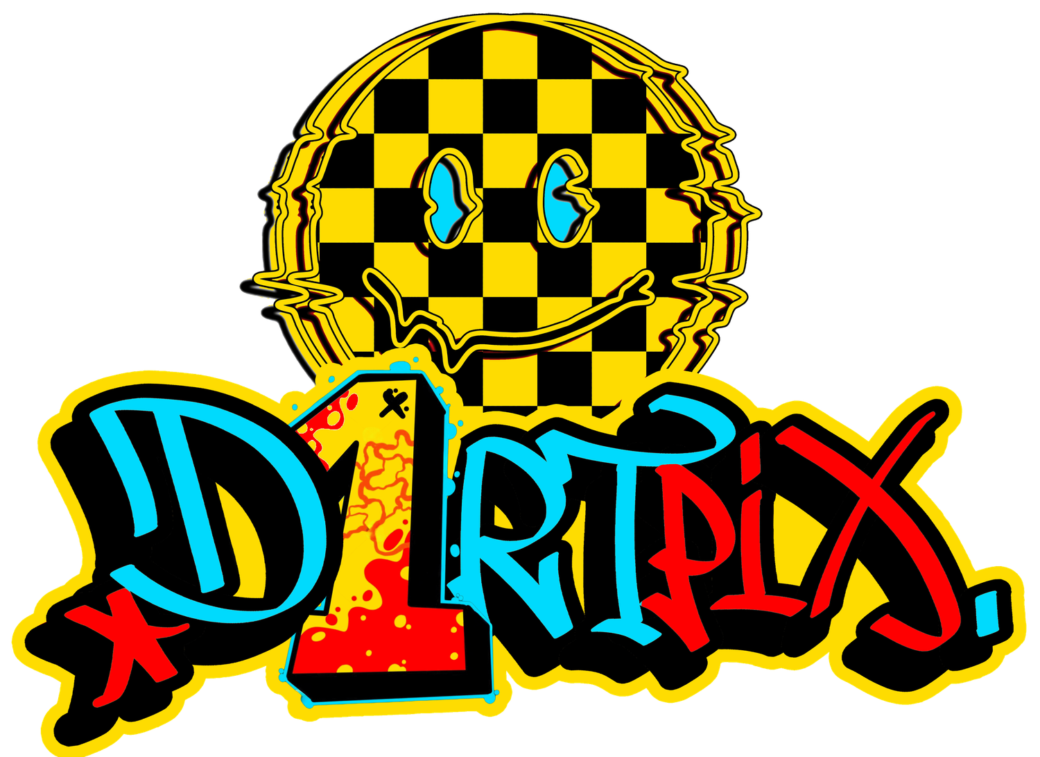 Dirt Pix logo featuring a checkered smiley face and colorful graffiti-style text in red, blue, and yellow.