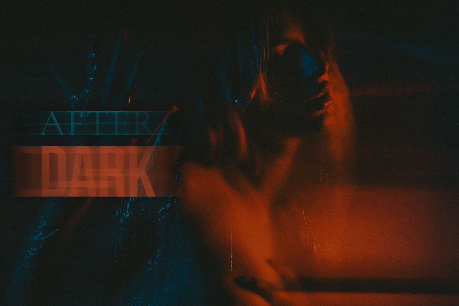 Moody dark atmospheric photo with red and teal tones featuring a figure and After Dark text overlay.
