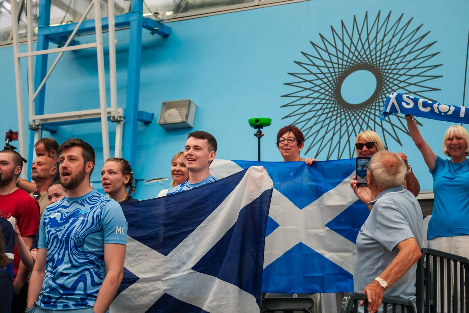 Scotland sports fans with flags