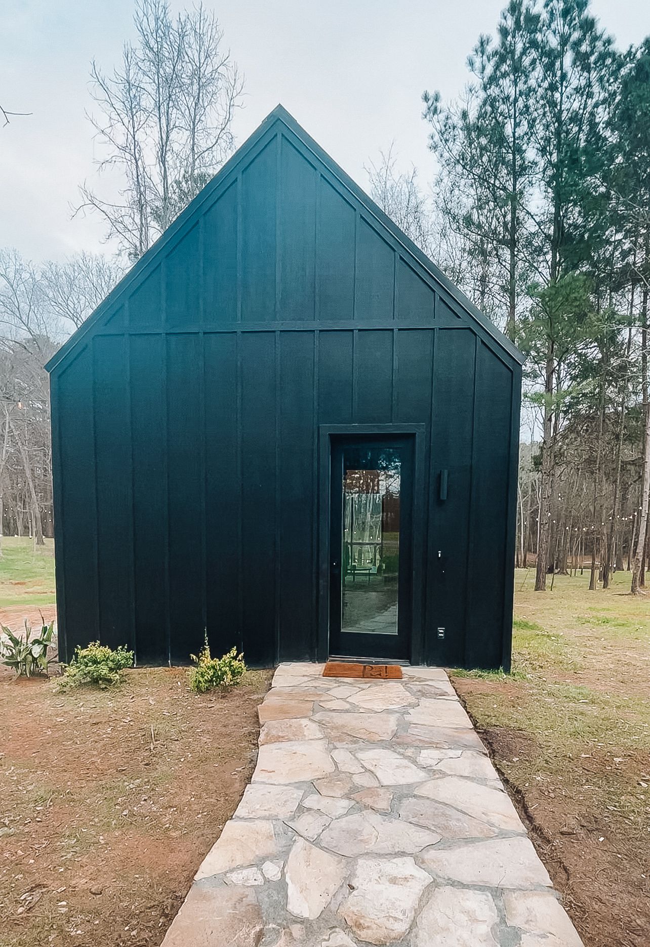 Mdern A-frame cabin in the woods