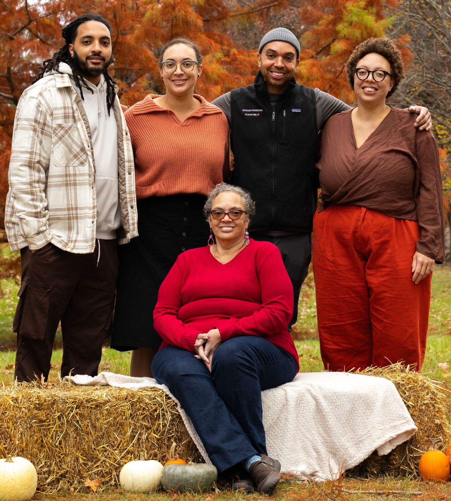 A happy fall family gathering gathering, all the way from Grandma to grandchildren!