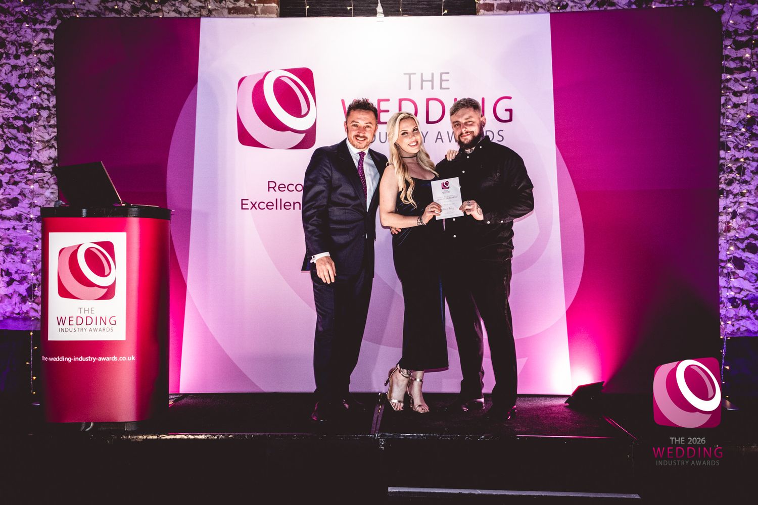 TWIA awards, Michelle and Joseph recieve an award - by Weddings by JACKsBACK Cambridgeshire & Hertfordshire