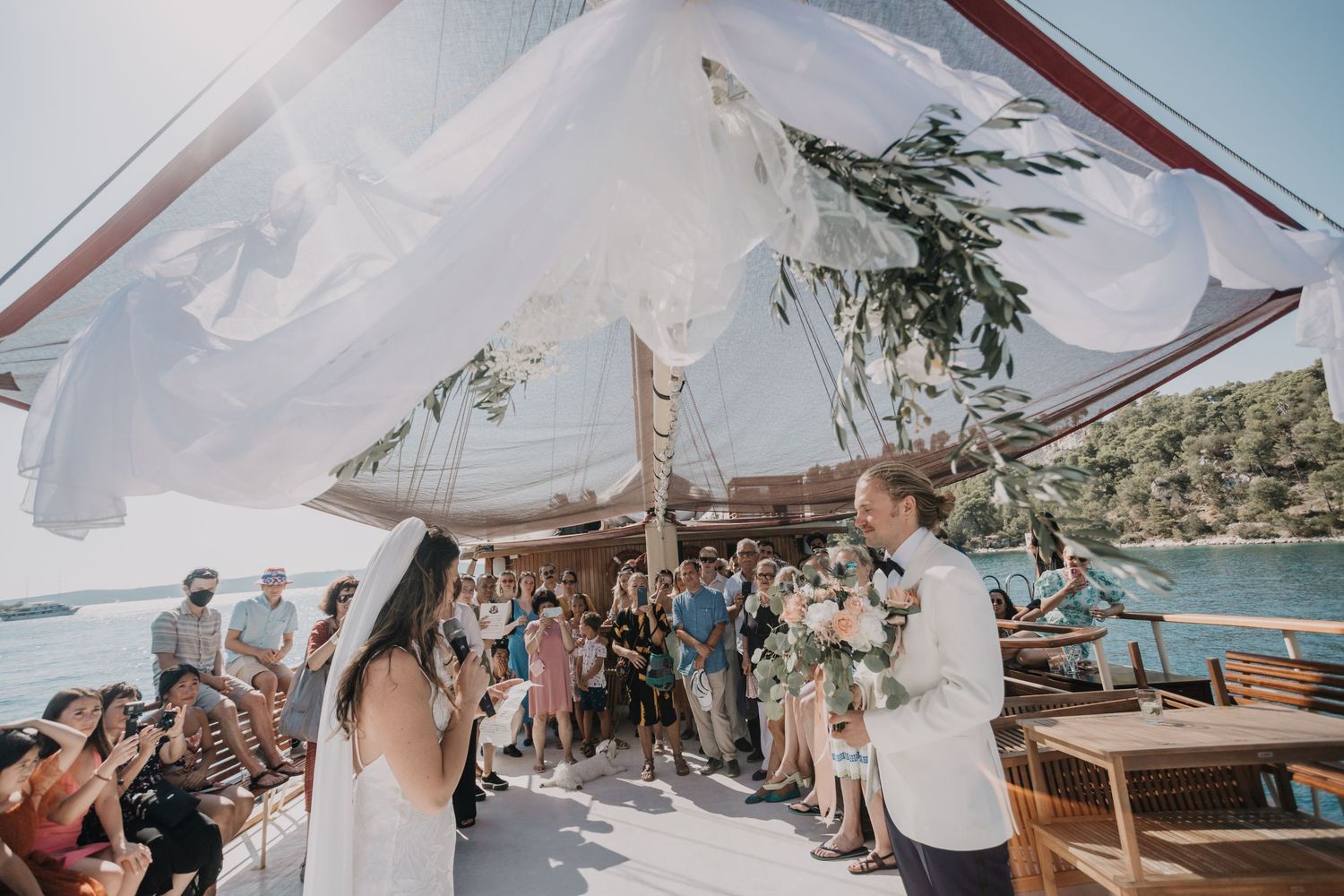 Elopement Photographer Hvar Vis Split Croatia
Bride and groom exchanging vows during a private boatwedding in Dubrovnik
