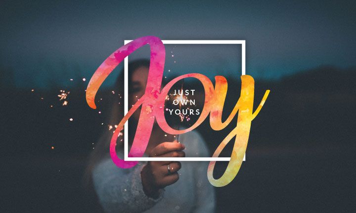 Empowerment in motion: JOY logo layered on a spark-filled moment