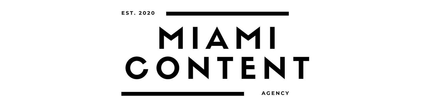 Black and white vintage style logo reading 'Miami Content Agency' with text in all capital letters.
