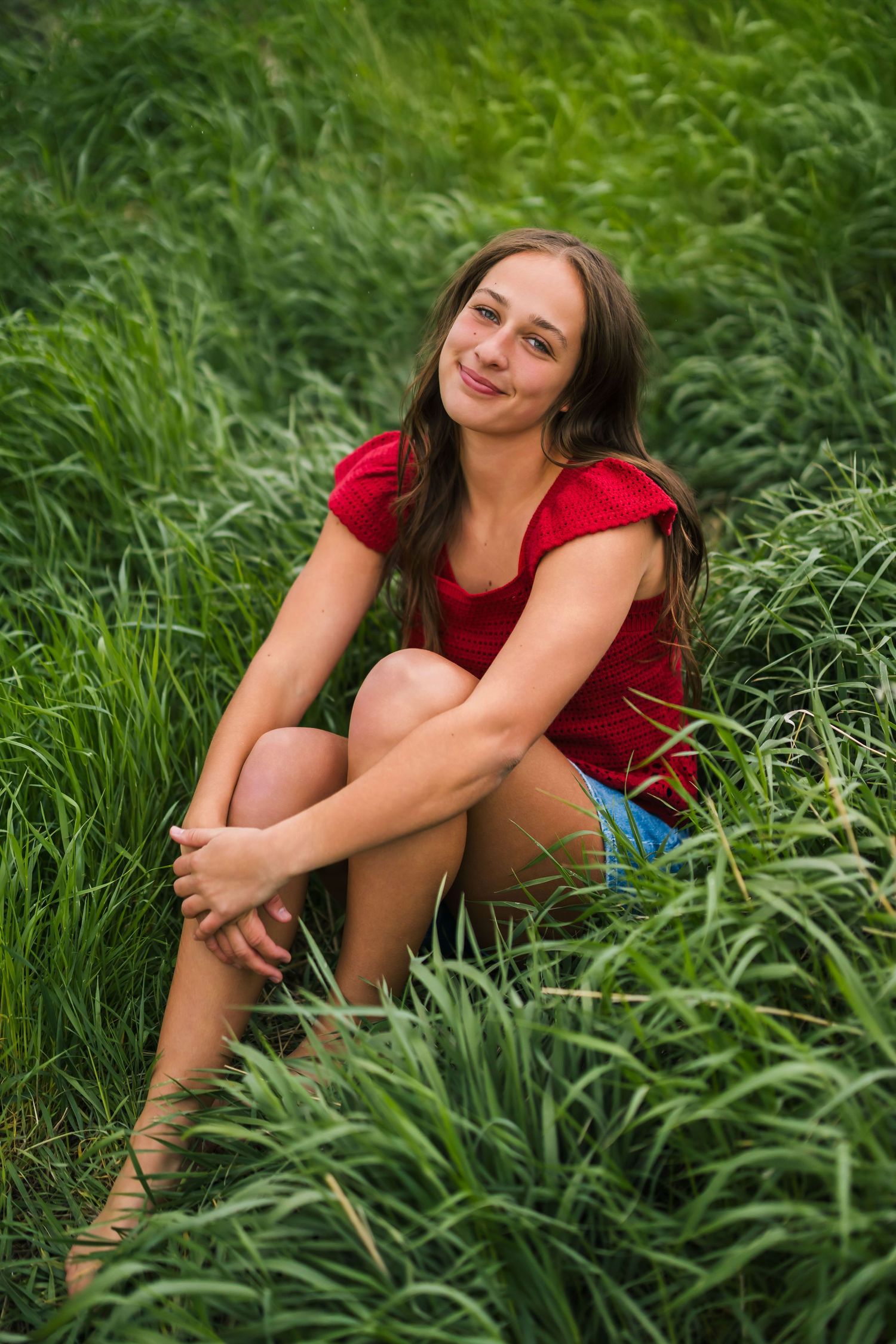 Natural senior portrait of Utah teen girl in outdoor mountain setting