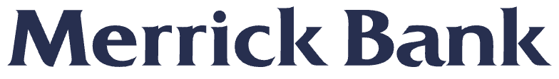 Navy blue Merrick Bank corporate logo displayed against a white background.