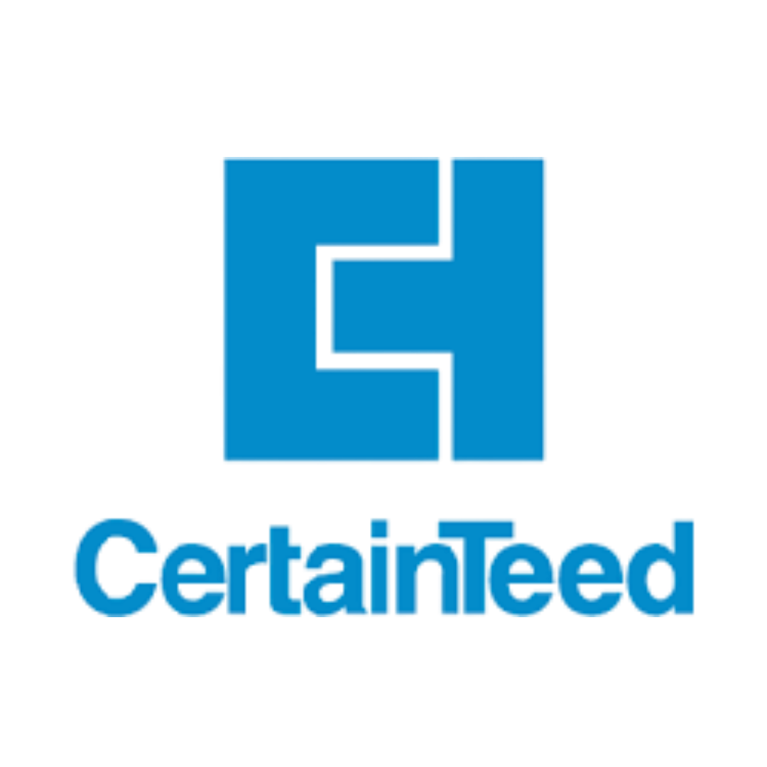 CertainTeed company logo in blue showing progressive text reveal design.