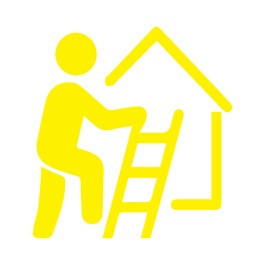 Yellow pictogram symbols showing different home maintenance and repair services.
