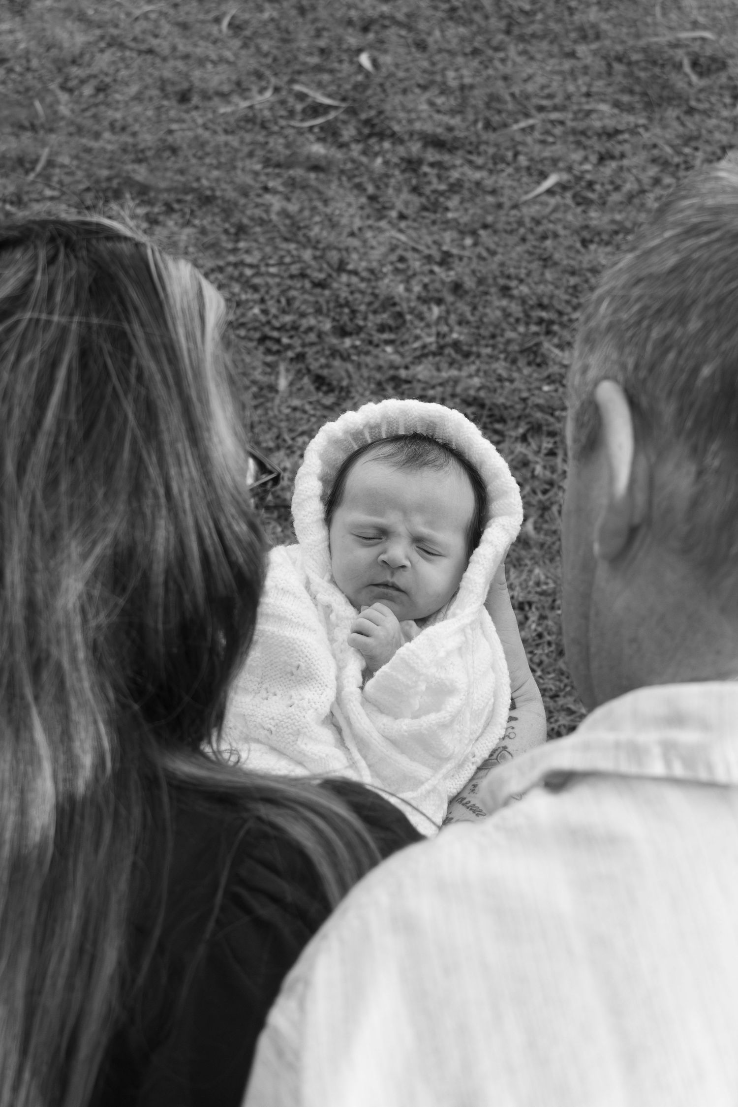 Candid, natural, close up newborn photos at sunrise on a property in Albany