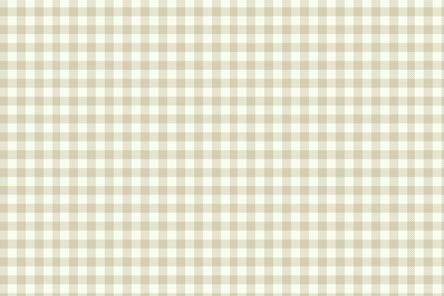 A gingham checkered pattern in beige and white forms a classic background texture.