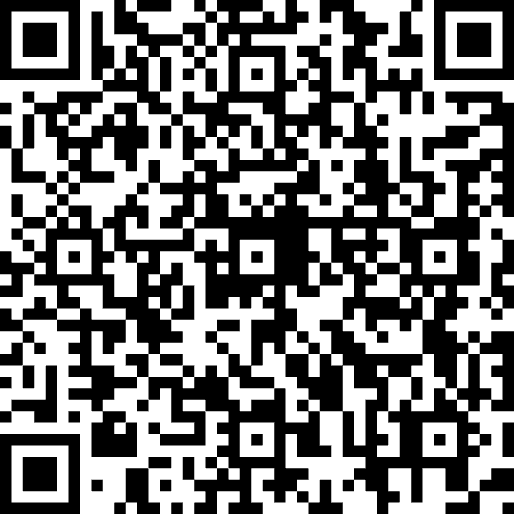 Black and white QR code for scanning with a mobile device to access digital content or website link.