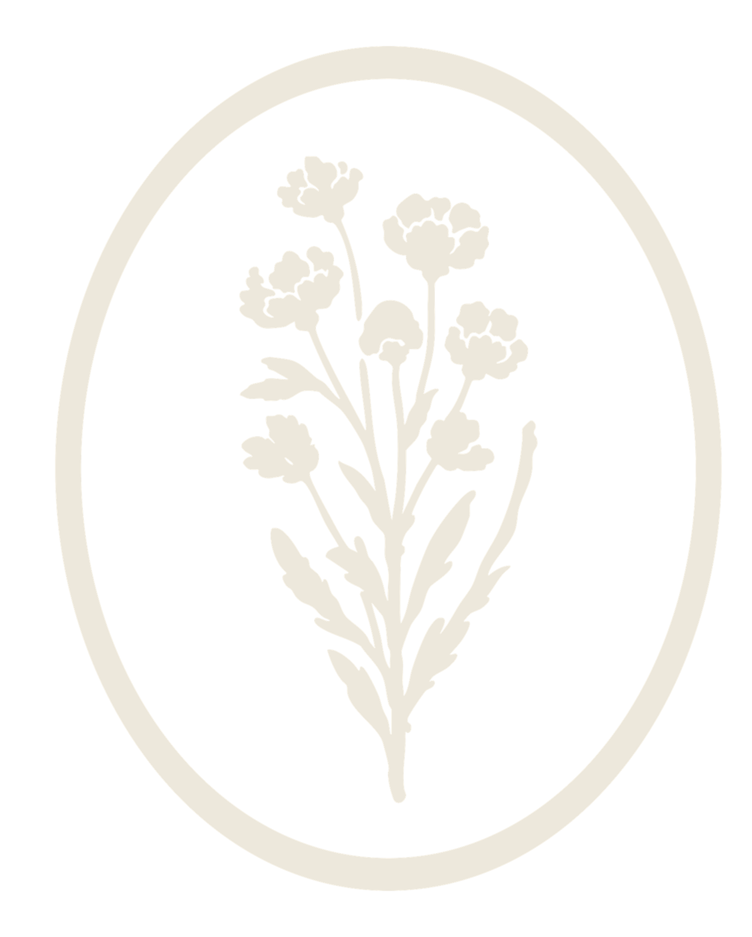 Delicate floral design elements in a repeating circular pattern with faded beige tones.